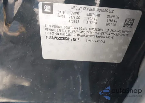 2016 Cadillac Cts Standard z USA, uszkodzony, nr VIN 1G6AW5SX5G0171513